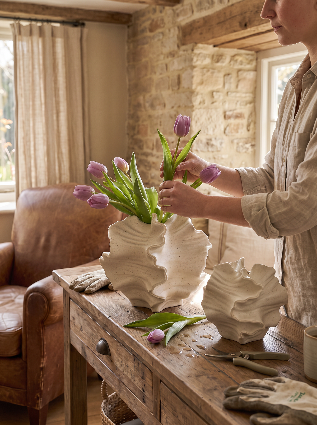 Nordic Ceramic Flower Vase Set lifestyle 1