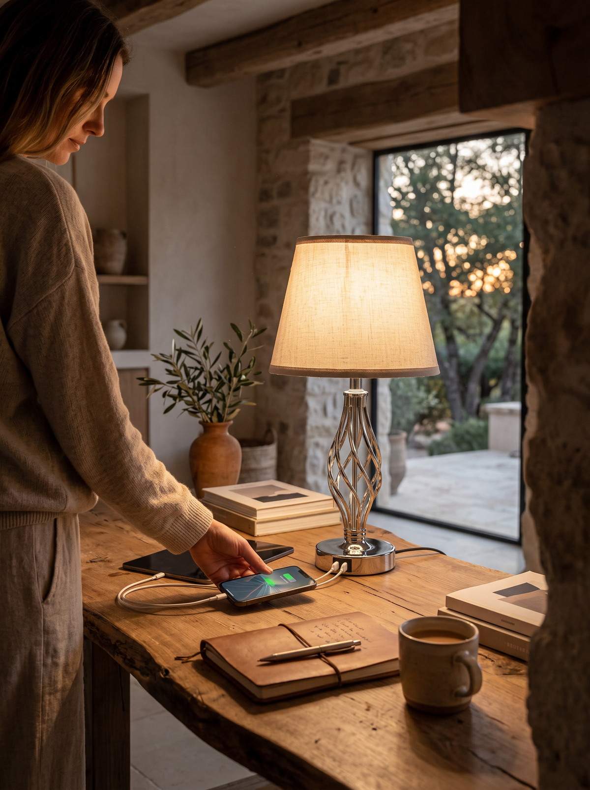 Touch Bedside Lamps with USB lifestyle 1