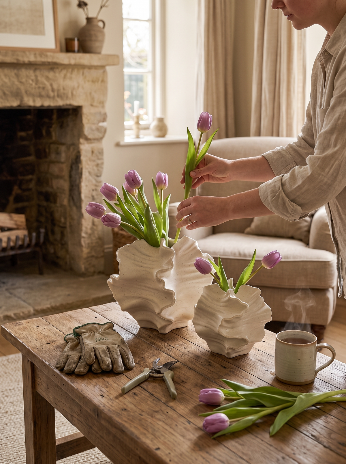 Nordic Ceramic Flower Vase Set lifestyle 2