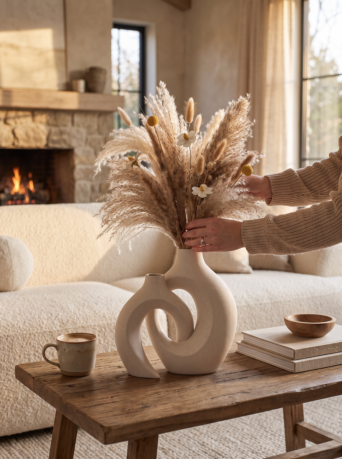 Hollow Ceramic Vase Set lifestyle 1