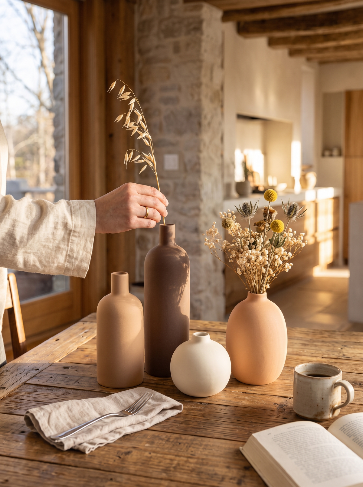 Neutral Ceramic Vase Set lifestyle 1