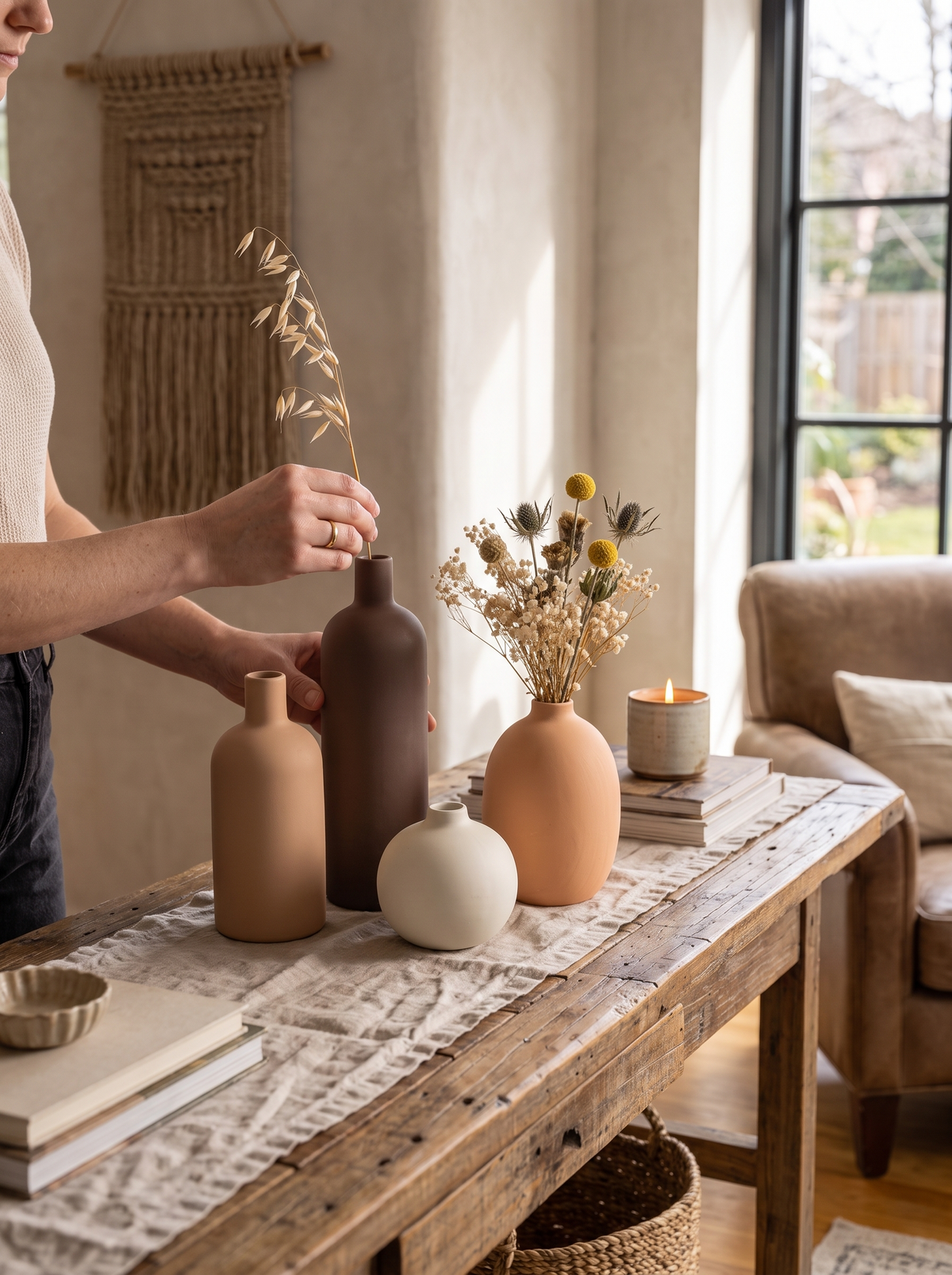 Neutral Ceramic Vase Set lifestyle 3