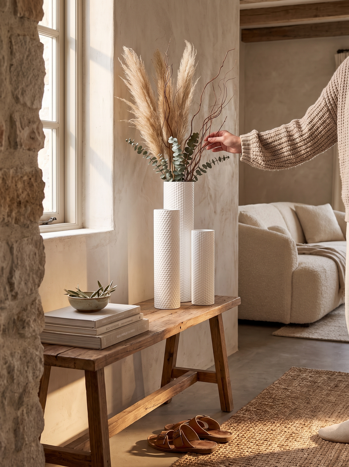 White Metal Floor Vases lifestyle 2