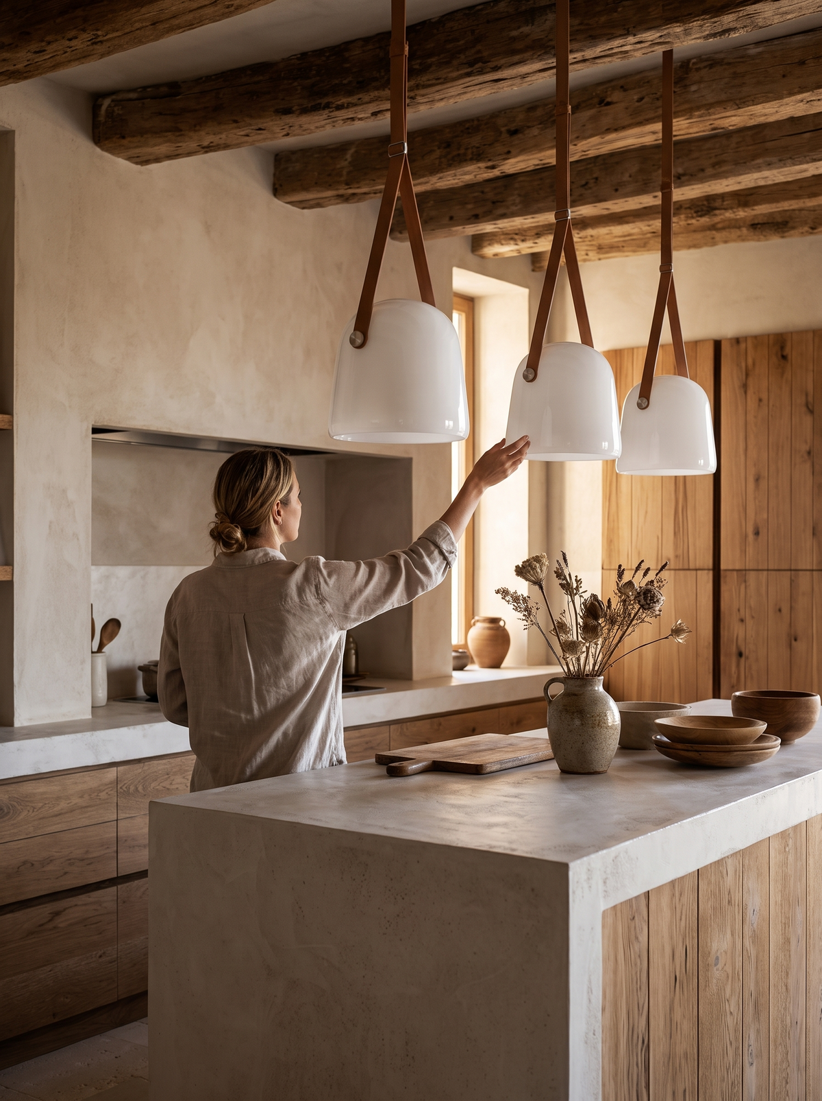 Nordic Glass and Leather Pendant Light lifestyle 1