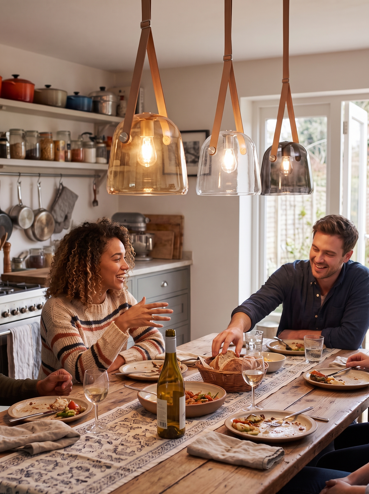 Nordic Glass and Leather Pendant Light lifestyle 2