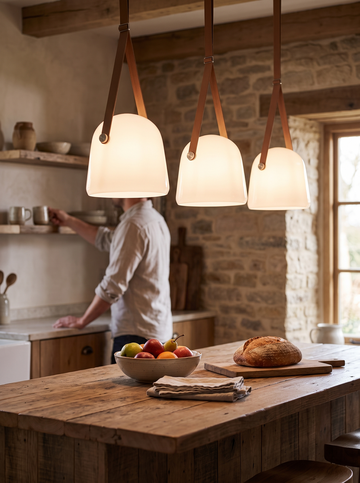 Nordic Glass and Leather Pendant Light lifestyle 3