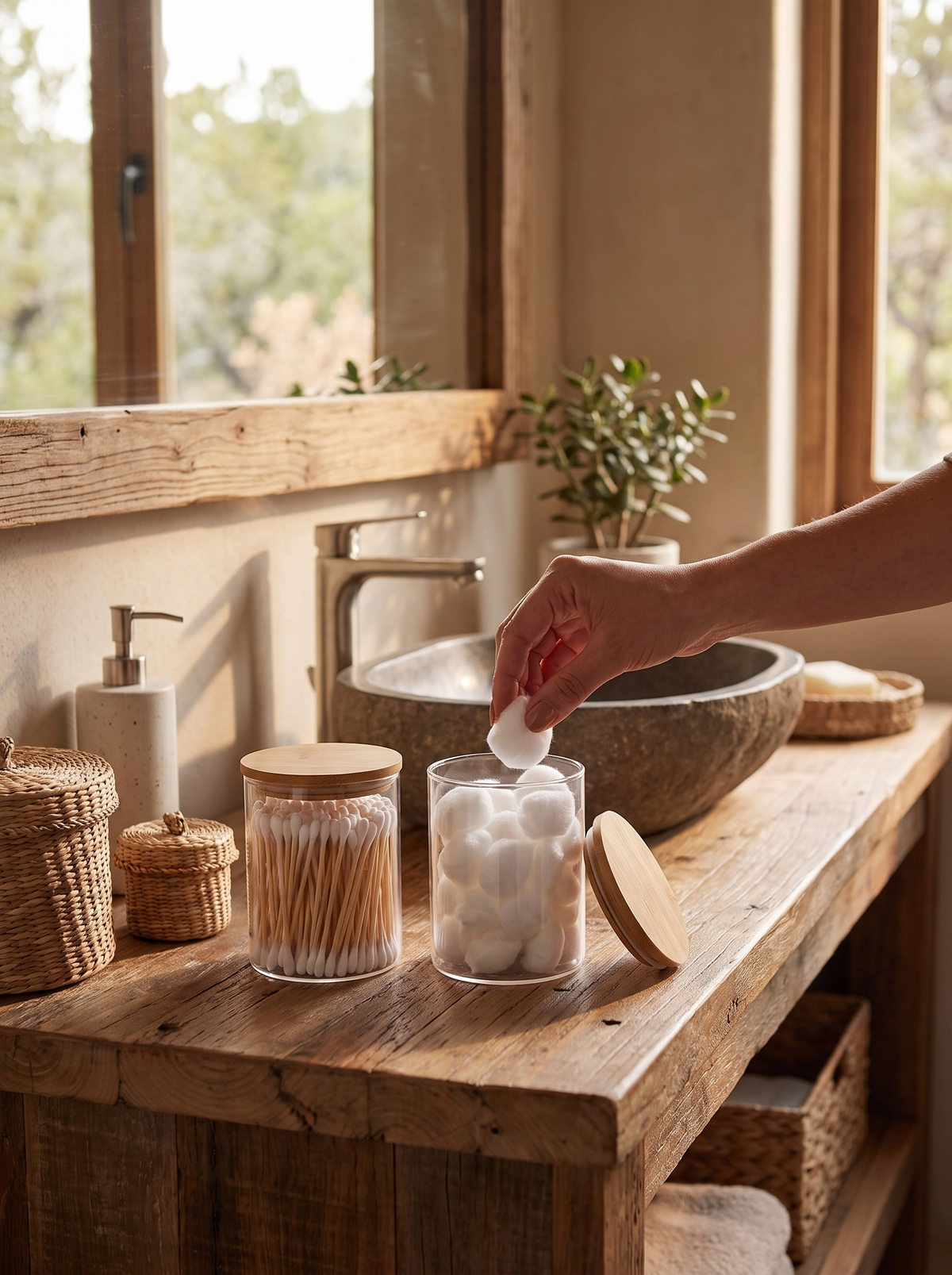 Glass Apothecary Jars with Bamboo Lids lifestyle 2