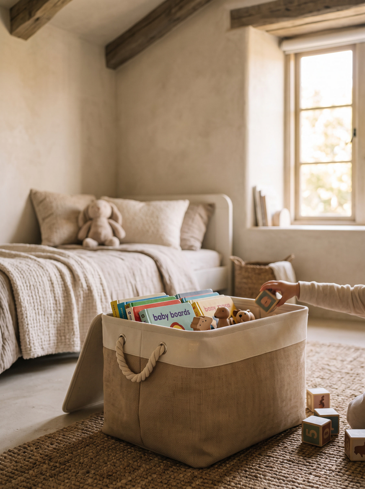 Cotton Linen Folding Storage Basket lifestyle 2