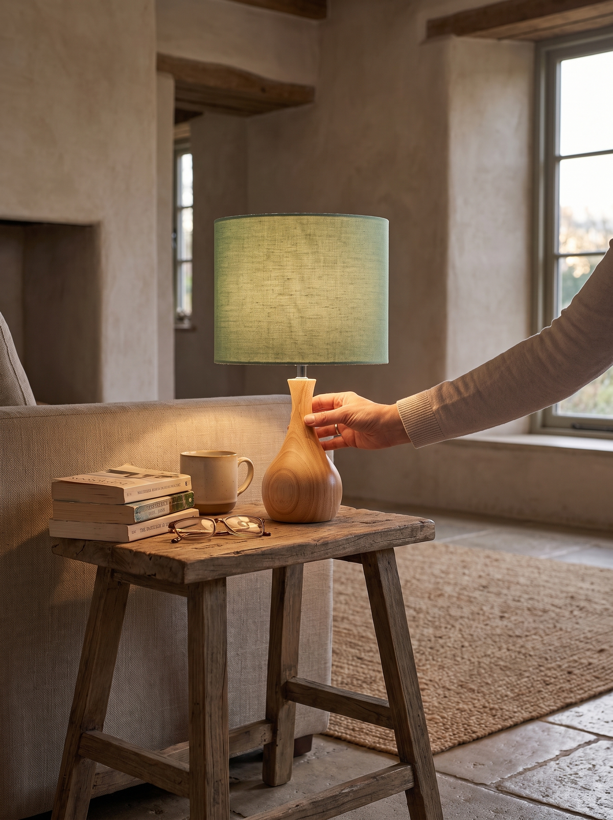 Sage Green Wood Table Lamps lifestyle 2