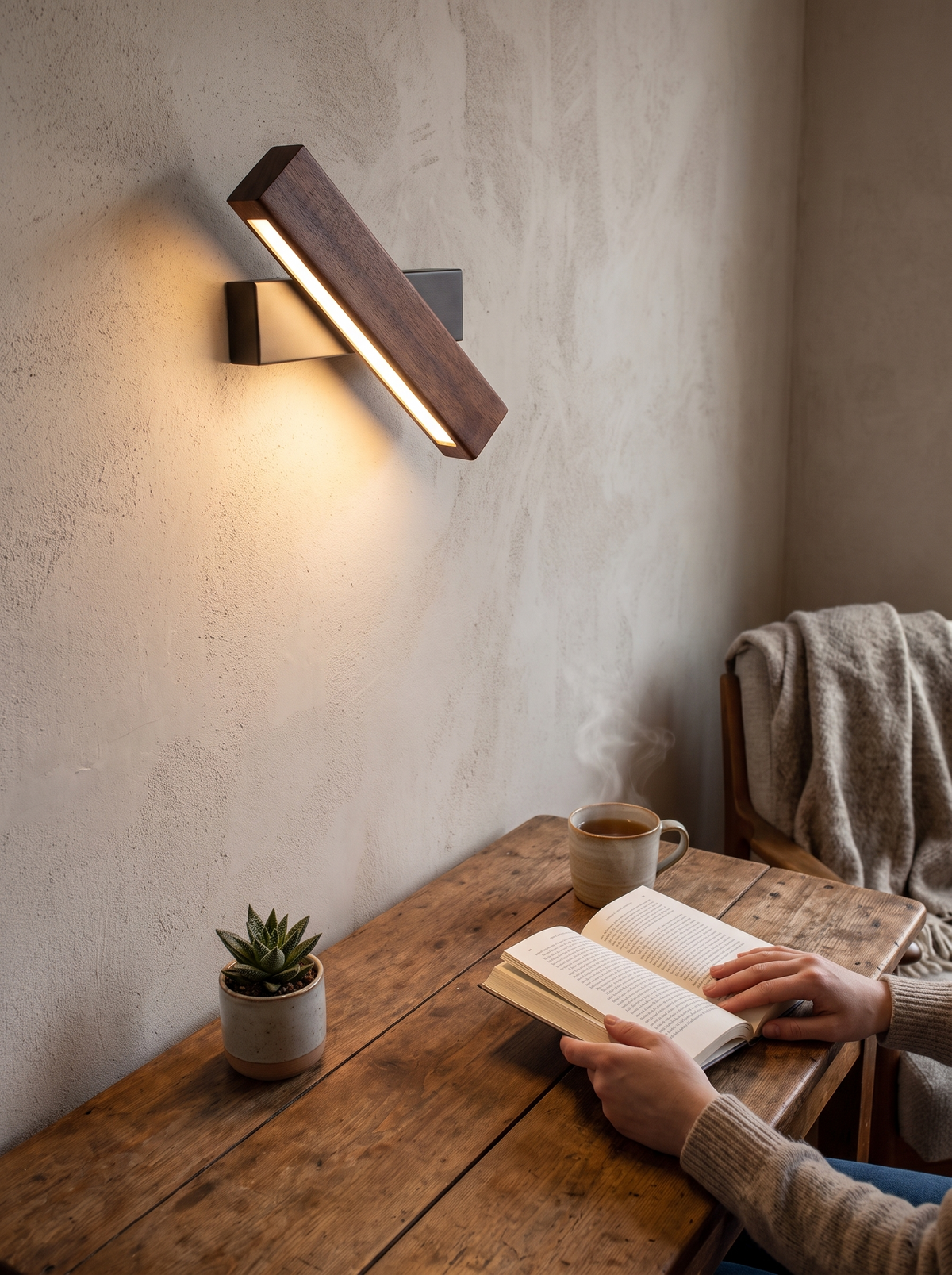 Adjustable Wooden LED Wall Lamp lifestyle 1