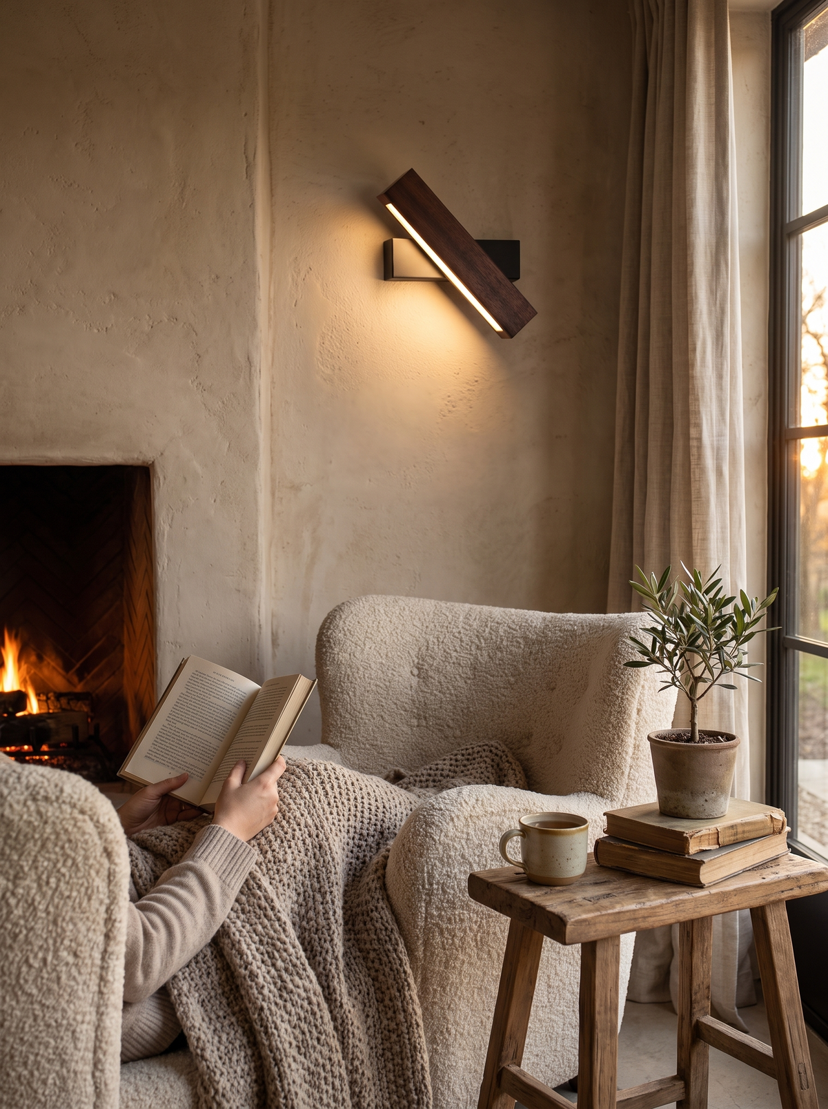 Adjustable Wooden LED Wall Lamp lifestyle 3